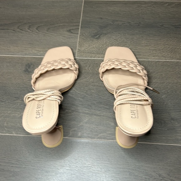 Cape Robbin Curve Woven Wrap Lace Heels Square Open Toe Quilted Nude Size 10 - Picture 10 of 12